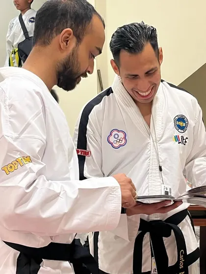 Sharing my recent work, the Legends Magazine, with Sabum Carlos Machado. It's great to connect with international instructors over our shared passion.