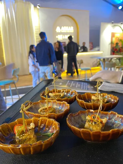 Teppanyaki-style appetizers served in beautiful ceramic bowls, showcasing the variety of our menu.