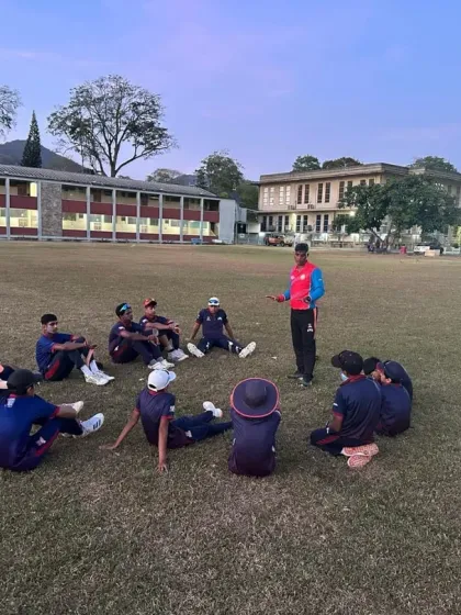 A coaching session at dusk during the Trinidad tour, set against a beautiful backdrop.