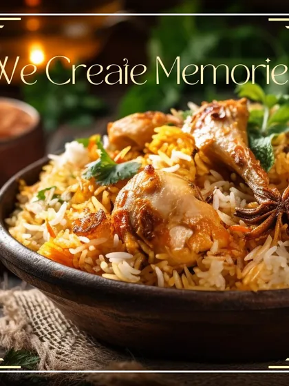 I don't just serve food; I create memories. A bowl of aromatic Chicken Biryani, rich with spices and tender chicken, is a centerpiece of many of my catered events, promising a taste of authentic Indian culinary tradition.