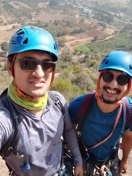 Meet Anand, a Bangalore boy who started climbing to train for a trek and got hooked. Here's a selfie from the top of a climb, sharing the stoke with a friend.