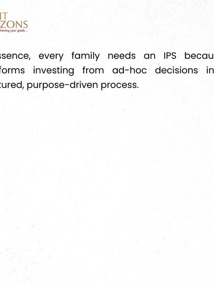 This weekly bulletin explains the importance of an Investment Policy Statement (IPS) for families. An IPS acts as a written framework that prevents emotional decision-making and ensures investment decisions are aligned with long-term financial objectives.