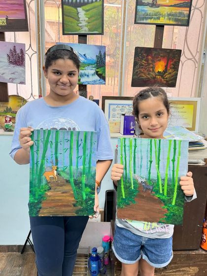 It is wonderful to see students work on the same project but produce unique results. Both of these Blurr Technique paintings have their own special charm.