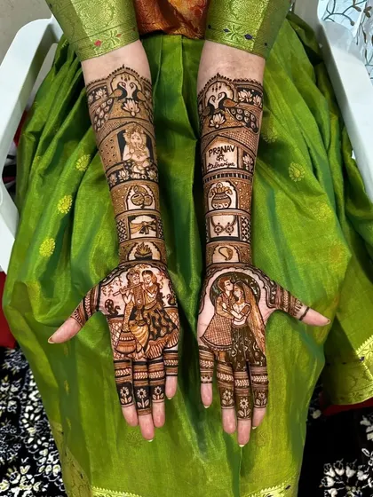This design features multiple couple portraits, showing them in different outfits and poses, celebrating their entire wedding journey.