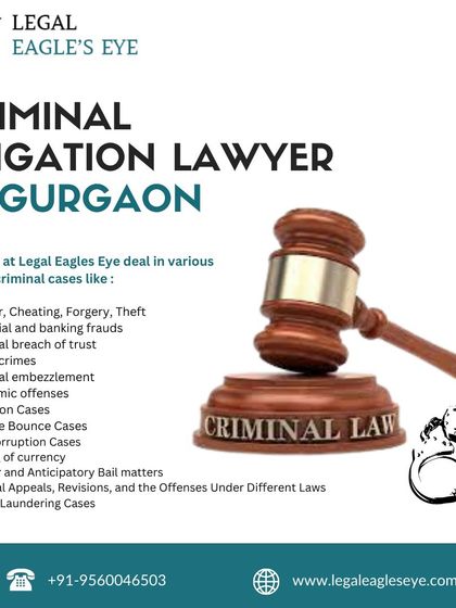 As a leading criminal law firm in Gurgaon, we provide the best legal assistance in criminal cases and prosecutions. This graphic lists the diverse range of criminal cases our team is equipped to handle, including anti-corruption, embezzlement, and money laundering cases.