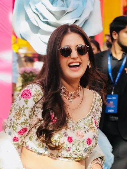 A close-up of the bride's joyful expression, showing how a great outfit can make you feel amazing.