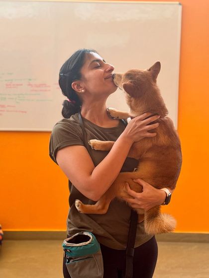 A loving kiss from Aiko the Shiba Inu. These moments of connection are priceless.