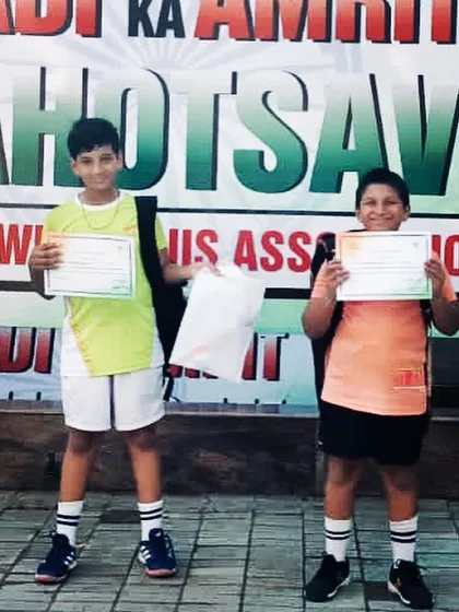 Our rising stars, Aaradhaya Awasthi (1st in U-12) and Rudran Awasthi (3rd in U-16), holding their certificates after the DLTA Intramural Tennis Championship.