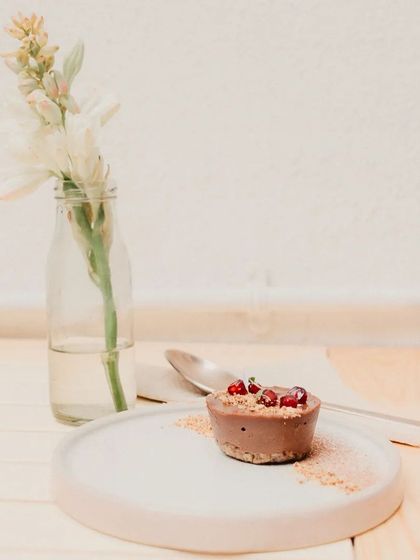A beautiful shot of our Mocha cheesecake, a delicate and flavorful dessert.