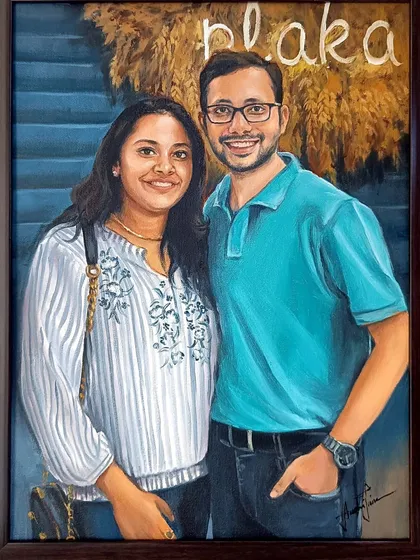 The final framed portrait, which was a birthday gift for the lovely lady in the painting.