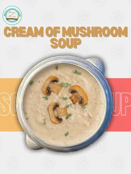 A bowl of my rich and velvety Cream of Mushroom soup. It's a classic comfort soup, perfect for a chilly day.