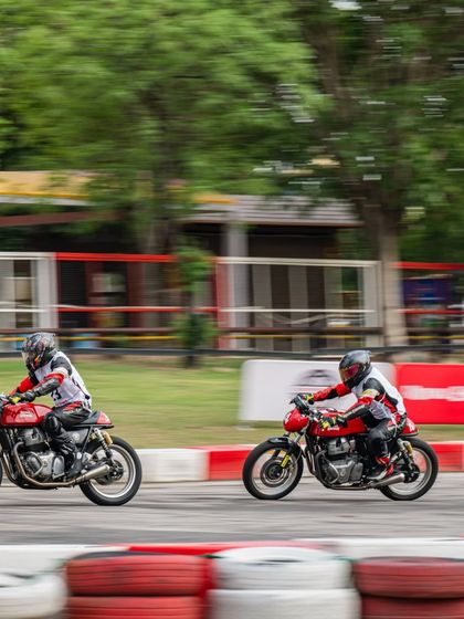 A motion-blur shot of a rider at the Delhi Zonal Selection.