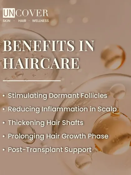 For hair, exosome therapy offers multiple benefits. It works by stimulating dormant follicles, reducing scalp inflammation, thickening hair shafts, and even providing support after a hair transplant.