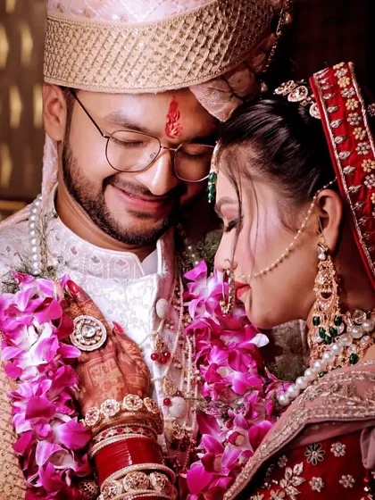 An intimate close-up of a bride and groom, capturing the deep emotion and connection on their wedding day.