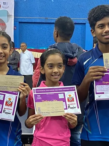 Our three bronze medalists from the 1st Maharashtra State Ranking held in Sangli: Hrithika Madhur (U-15 Girls), Saisha Madhur (U-11 Girls), and Yashwin Reddy (U-15 Boys).
