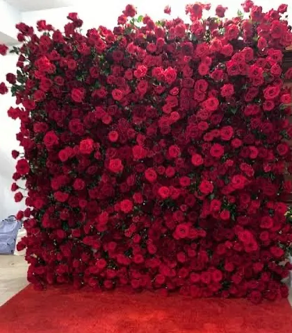 Go all red with this stunning floral wall. It's a bold and luxurious backdrop that makes a huge impact for any event, from Ganpati to a wedding reception.