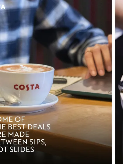 Some of the best deals are made over a great cup of coffee. This image captures the essence of our business-friendly cafes like Costa Coffee, which provide the perfect informal setting for client meetings, brainstorming sessions, or focused solo work.