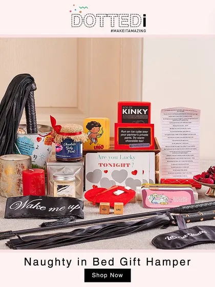 For those who like a bit of playful spice, I created the "Naughty in Bed" gift hamper. This unique collection includes fun games, scented candles, and other cheeky items designed to add a spark of adventure to any romantic occasion.