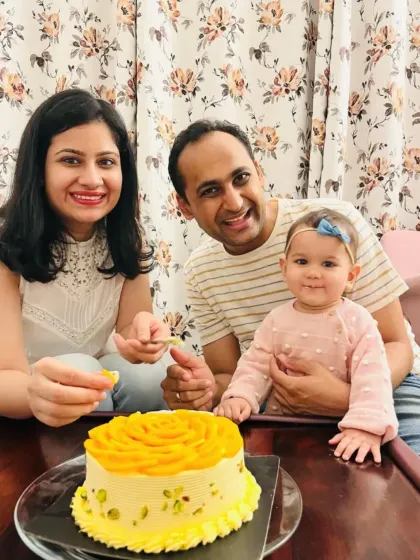 A beautiful family celebrating with our fresh Mango Cake. Seeing the little one enjoy the cake is just the sweetest thing.