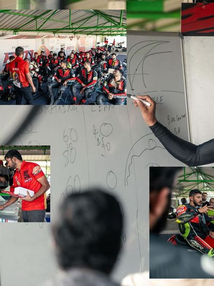 From the whiteboard to the track, this collage shows how we translate theory into practical, on-track results for our students.