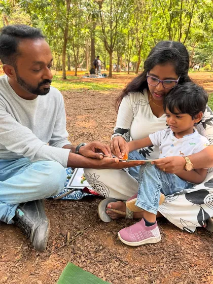 I believe a parent is a child's first and most important teacher. My sessions create a quiet space for you to learn and discover alongside your little one, guiding them as they explore nature's textures and colours. These shared moments of focus are truly precious.