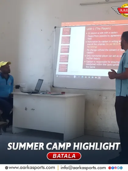 A classroom session on the laws of cricket during our summer camp. A smart cricketer is a successful cricketer.