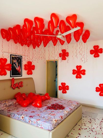 An overview of the entire room, showing how all the elements come together to create a cohesive and romantic atmosphere for a special occasion.