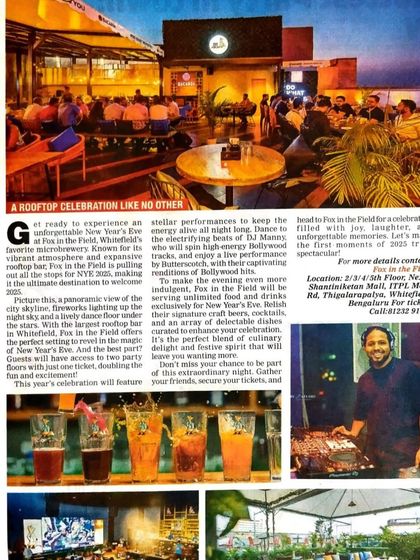 Featured in this article for the 'Glitz N Glam 2025' New Year's Eve party at Fox in the Field. It was a rooftop celebration with fireworks and non-stop music to ring in the new year.