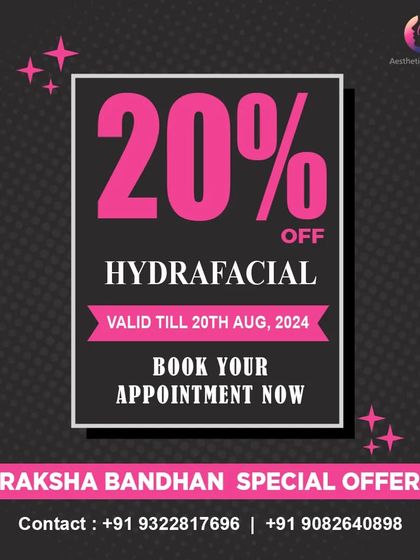 For Raksha Bandhan, I had a special offer of 20% off on HydraFacials. It is a perfect gift for a sister, giving her a luxurious and effective skin treatment.
