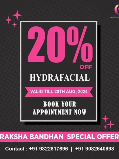 For Raksha Bandhan, I had a special offer of 20% off on HydraFacials. It is a perfect gift for a sister, giving her a luxurious and effective skin treatment.