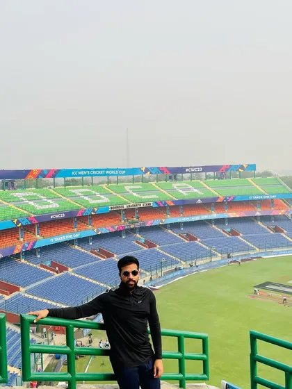 Another perspective of the stadium, showcasing its impressive architecture and the beautiful pitch.
