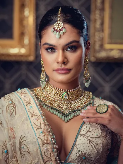 A close-up bridal portrait that focuses on the intricate details of the jewelry and the flawless makeup. I work to capture a sense of modern elegance in my bridal photography, ensuring the final images are both timeless and striking.