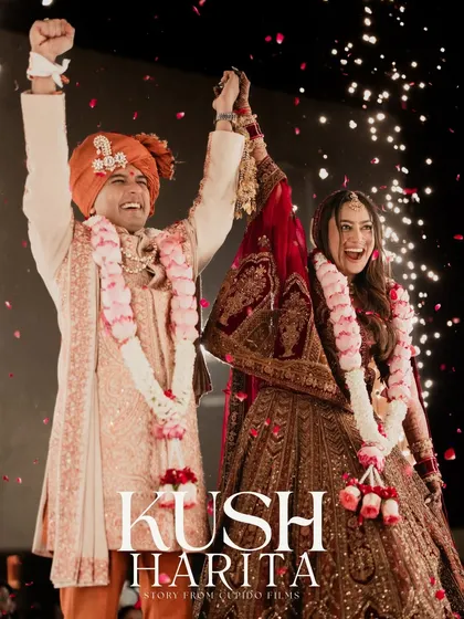A moment of pure, uninhibited joy. Kush and Harita celebrate their union in Mumbai, surrounded by the energy of their loved ones. This is the kind of explosive happiness I live to capture.