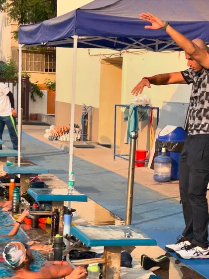 We provide exclusive opportunities for our swimmers to learn from their heroes. Here, Olympian Virdhawal Khade provides hands-on instruction on racing starts, sharing invaluable insights from his own competitive journey with our next generation of champions.