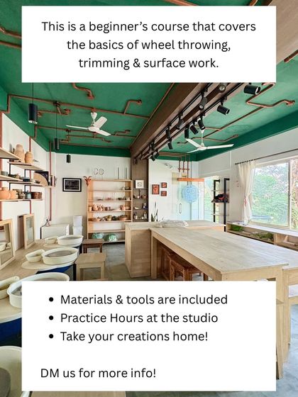 Announcing our June weekend Potter's Wheel course, with a view of our fully equipped studio.