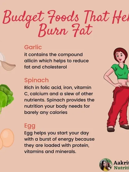 Eating healthy doesn't have to be expensive. Foods like garlic, spinach, and eggs are budget-friendly powerhouses that can help you burn fat. Garlic contains allicin to reduce cholesterol, while spinach and eggs are packed with nutrients.