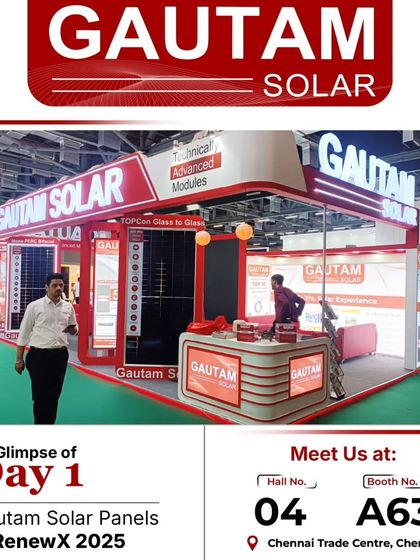 Our complete booth setup at RenewX 2025 in Chennai, designed to showcase our range of technically advanced modules, from TOPCon to Glass-to-Glass panels.