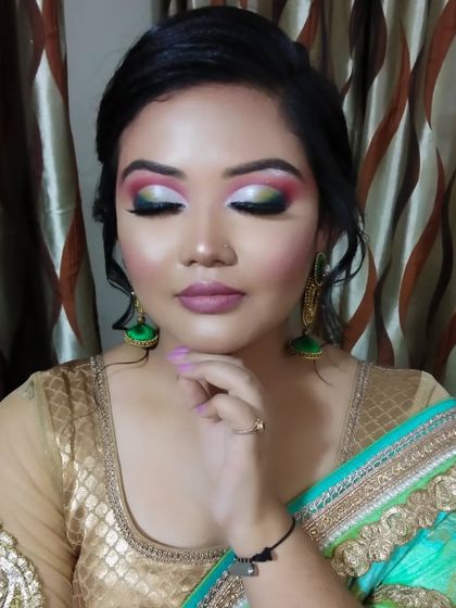 Another angle of the creative eye makeup, showing how the colors look when the eyes are closed.