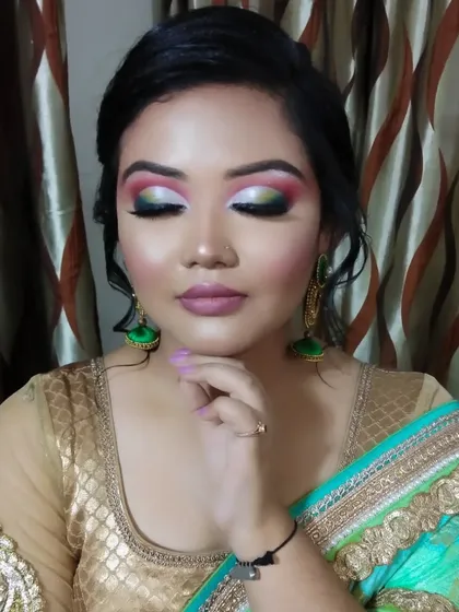 Another angle of the creative eye makeup, showing how the colors look when the eyes are closed.