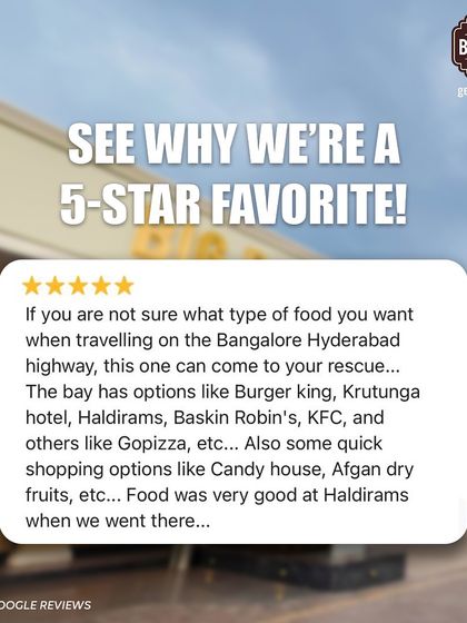 This review calls us a rescue for travelers unsure of what to eat, listing our many options like Burger King, Kritunga, and Haldiram's.