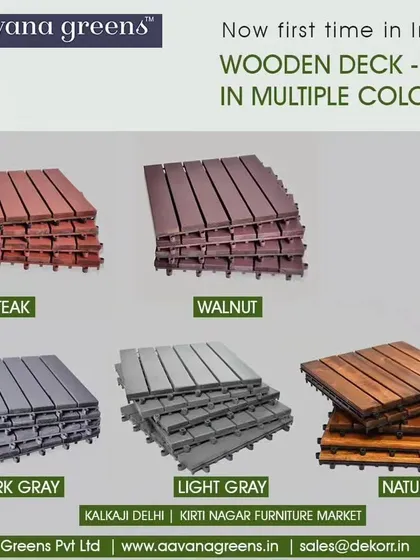 Choice is key to matching your personal style. I offer natural wooden deck tiles in a variety of colors and finishes, including Teak, Walnut, Dark Gray, Light Gray, and Natural. This allows you to pick the perfect shade to create a warm and posh look for your balcony or patio.
