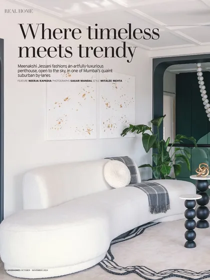 The headline from the Good Homes feature: "Where timeless meets trendy." This perfectly captures our design philosophy for the Evelyn penthouse project.