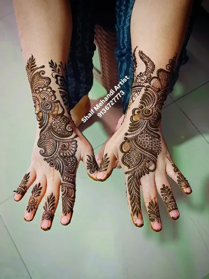 Another shot of the same Arabic fusion design, highlighting the fine line work and shading.