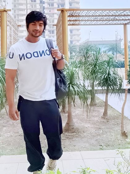 Ready to go for a home training session, backpack and all.