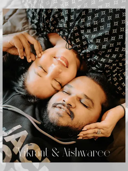 A cozy and intimate overhead shot, capturing a quiet moment of rest and affection.