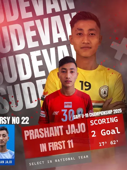 Making history on his debut! Our boy Prashant Jajo, selected for the national team, scored two goals for India U19 in an 8-0 win against Sri Lanka. A proud and emotional moment for the entire Sudeva family.