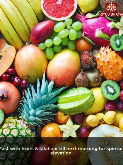 Fasting on Maha Shivratri is a way to cleanse the body and elevate the spirit. I recommend a fast with fruits and falahaar (non-grain foods) until the next morning to fully absorb the spiritual energies of the night.