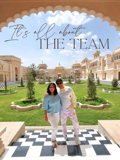 It's all about the team. This photo of my partner and me at Udaivilas represents our shared passion for creating unforgettable events. We believe that exceeding expectations is the standard.