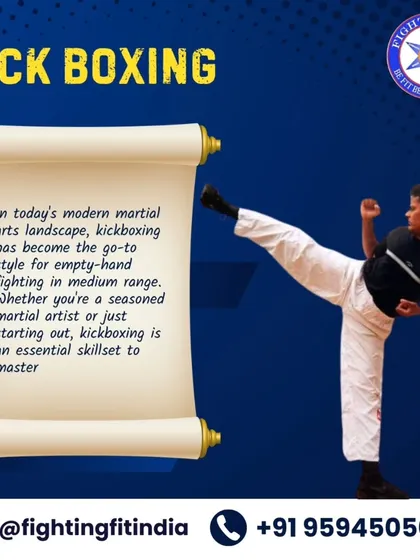 Kickboxing is the go-to for empty-hand fighting. This graphic explains its importance in modern martial arts for medium-range combat.