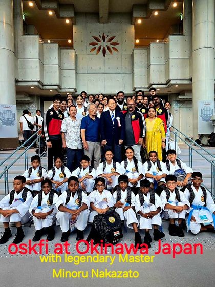 The OSKFI team with the legendary Master Minoru Nakazato in Okinawa. It is a great honor for our students to meet and learn from such a respected figure.